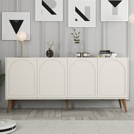 Lister buffet 4 portes design arrondi crème 180x81cm