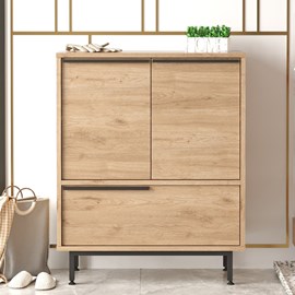 Abio meuble à chaussures à 3 portes couleur noyer