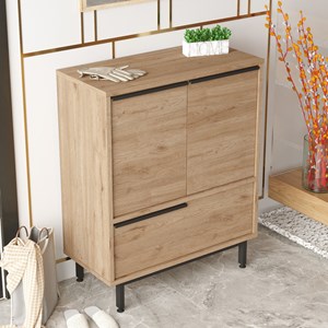 Abio meuble à chaussures à 3 portes couleur noyer