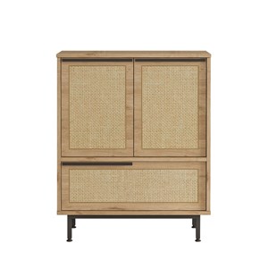Aba meuble à chaussures 3 portes finition bois et cannage 75x90cm