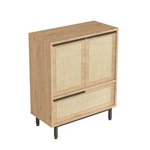 Aba meuble à chaussures 3 portes finition bois et cannage 75x90cm