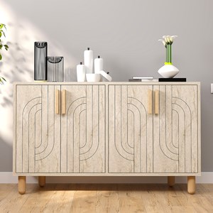Rody - buffet à 4 portes effet travertin nervuré 120x73cm