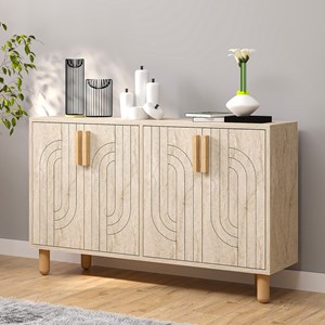 Rody buffet à 4 portes effet travertin nervuré 120x73cm