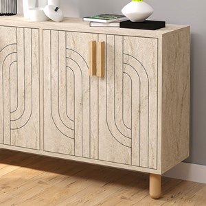 Rody buffet à 4 portes effet travertin nervuré 120x73cm