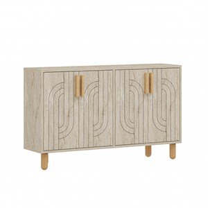 Rody buffet à 4 portes effet travertin nervuré 120x73cm