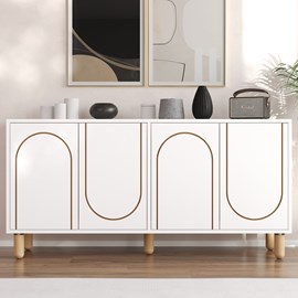 Viret buffet 4 portes blanc design graphique 150x73cm
