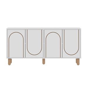 Viret buffet 4 portes blanc design graphique 150x73cm