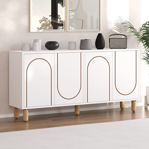 Viret buffet 4 portes blanc design graphique 150x73cm