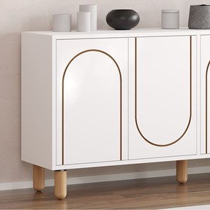 Viret buffet 4 portes blanc design graphique 150x73cm