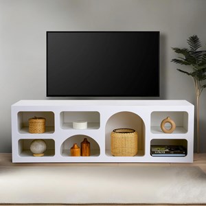 Ferlis buffet bas 7 niches design organique blanc 160x50cm