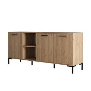 Aura buffet 3 portes et 2 niches finition bois et métal noir 180x80cm