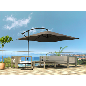 Solenzara - parasol carré 3x3 déporté gris en aluminium