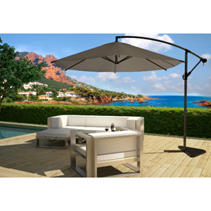 Porticcio parasol gris déporté rond 3 x 3 m