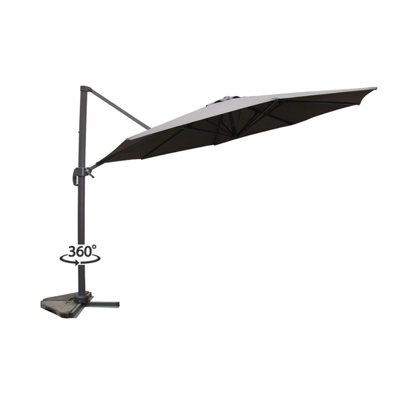 Castillo parasol déporté et rotatif diamètre 3,5 m gris