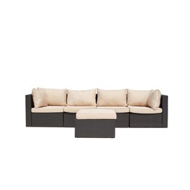 Milano salon de jardin modulable 5 places en résine tressée blanc