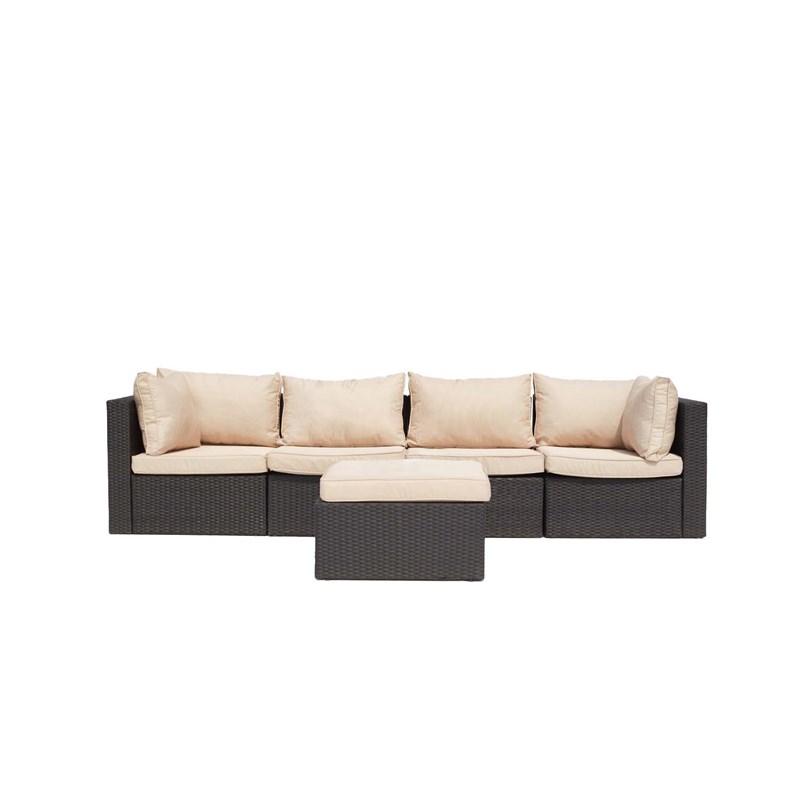 Milano salon de jardin modulable 5 places en résine tressée blanc