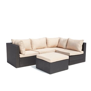 Milano salon de jardin modulable 5 places en résine tressée blanc