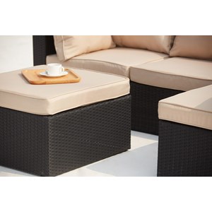 Milano salon de jardin modulable 5 places en résine tressée blanc