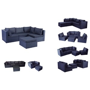 Milano salon de jardin modulable 5 places en résine tressée noir