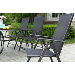 Rimini salon de jardin aluminium 8 fauteuils + duo transats noir