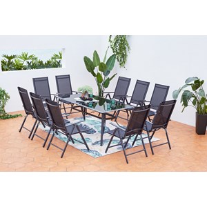 Rimini - salon de jardin 10 places en aluminium gris