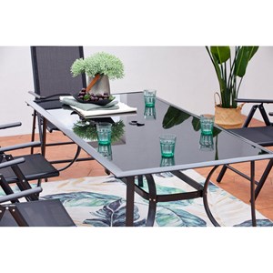 Rimini - table de jardin 10 places en aluminium et plateau en verre