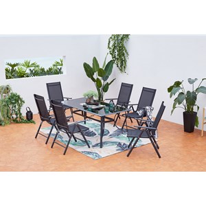 Rimini - salon de jardin 6 places en aluminium gris