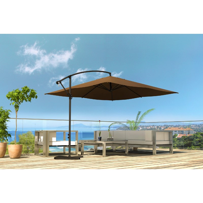 Solenzara parasol marron déporté carré 3 x 3 m