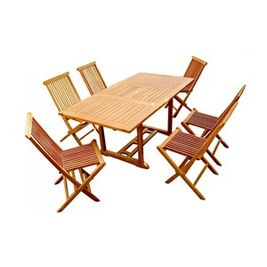 Kajang table de jardin rectangulaire et 6 chaises en teck