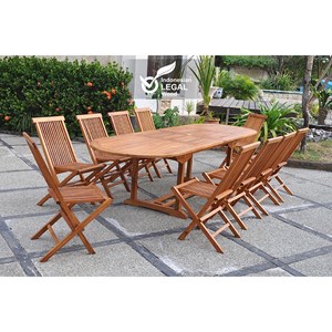 Lubok - salon de jardin extensible avec table ovale 10 places en teck huilé