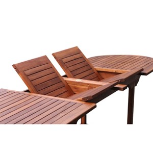 Lubok table de jardin ovale 10 places et 10 chaises en teck huilé