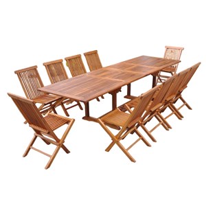 Lubok table de jardin rectangle 10 places et 10 chaises en teck huilé