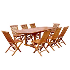 Lubok salon de jardin teck huilé 8 personnes - table ovale + 8 chaises
