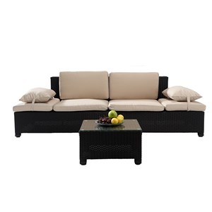 Corfou salon de jardin en résine tressée écru et noir