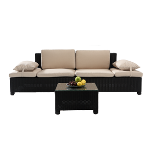 Corfou salon de jardin en résine tressée écru et noir