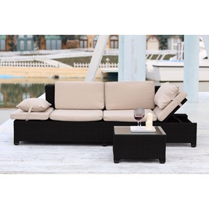 Corfou salon de jardin en résine tressée écru et noir