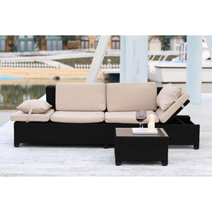 Corfou salon de jardin en résine tressée écru et noir