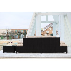 Corfou salon de jardin en résine tressée écru et noir