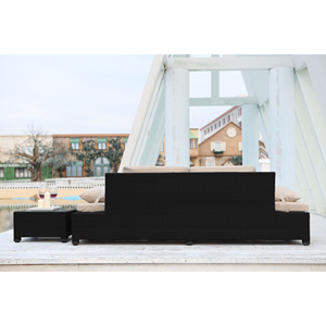 Corfou salon de jardin en résine tressée écru et noir