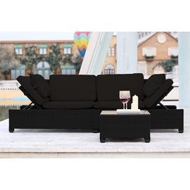 Corfou salon de jardin en résine tressée noir