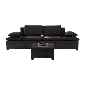 Corfou salon de jardin en résine tressée noir