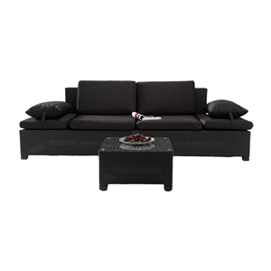 Corfou salon de jardin en résine tressée noir