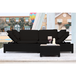 Corfou salon de jardin en résine tressée noir