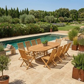 Kajang table ovale + 10 chaises