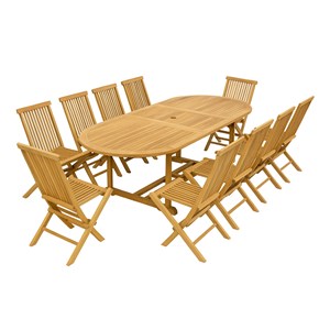 Kajang table ovale + 10 chaises