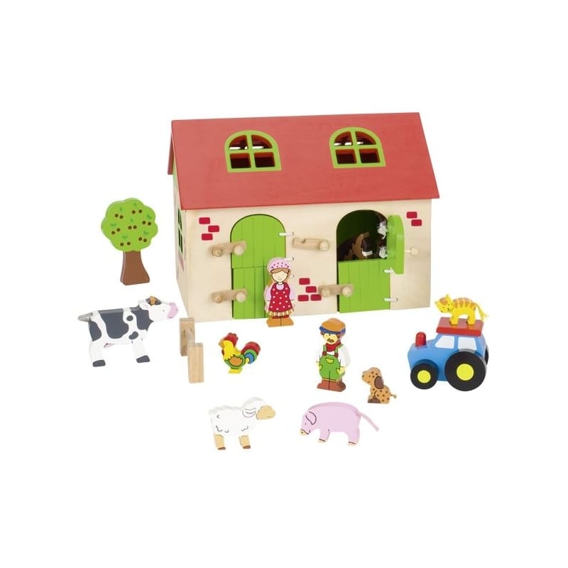 Goki Valise maison de poupées avec accessoires - Jouet en bois
