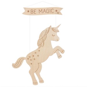 Mobile licorne bois naturel