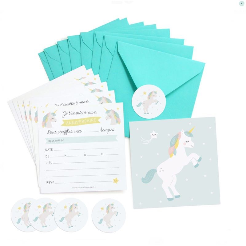 8 Invitations Anniversaire Licorne Nature Decouvertes