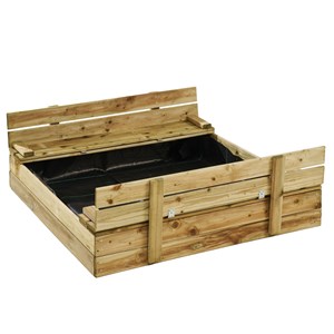 Kangui - bac à sable en bois pefc avec couvercle et bancs