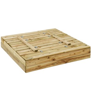 Kangui - bac à sable en bois pefc avec couvercle et bancs